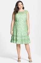 Thumbnail for your product : Adrianna Papell Cutaway Sleeve Lace Shift Dress (Plus Size)