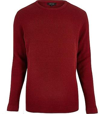 River Island Red waffle texture jumper