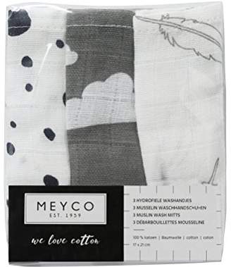 Camilla And Marc Meyco 458009 Muslin Washcloth Set 20 x 17 cm, Blue/White/Black