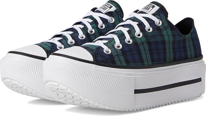 Converse Chuck Taylor All Star Lift Double Stack Platform Plaid Shoes Navy/Black/Branch Out : Men's 8.5 - Women's 10.5 Medium, Canvas