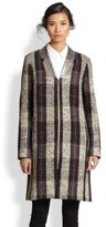 Thumbnail for your product : Suno Metallic Faux Leather-Lapeled Plaid Coat