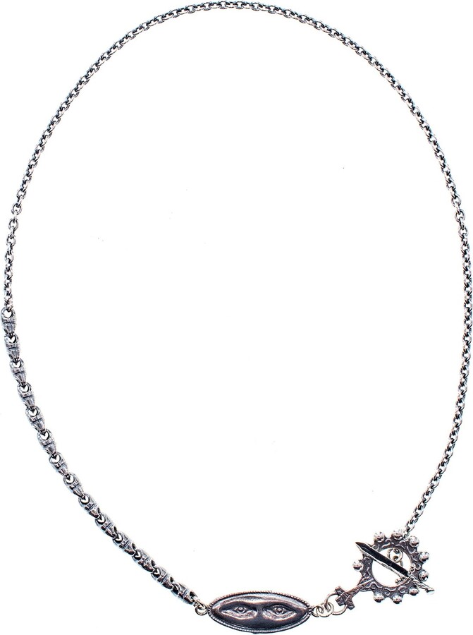 GEM Kingdom Silver Ex Voto Eye & Rosary Ring Necklace