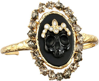 Alexis Bittar Black Agate Cameo Cuff w/ Crystal Studded Crown & Pyrite Accent Bracelet