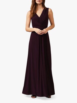 Phase Eight Althea Pleat Detail Maxi Dress, Berry