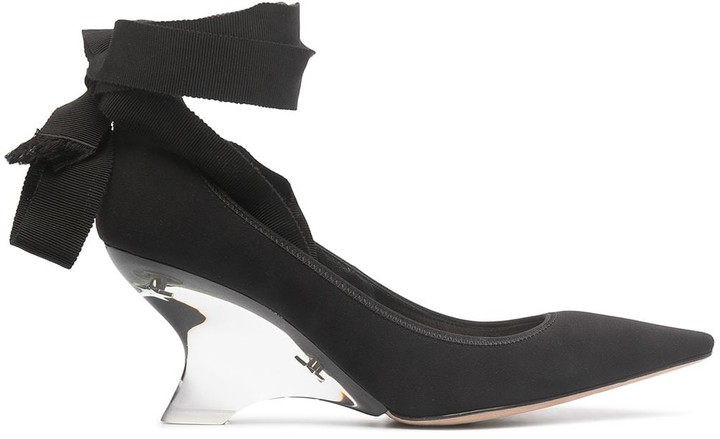 black wedge pumps heels