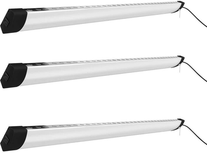 4 ft. 120-Watt 5000K Daylight 12000 Lumens White Integrated LED Linkable Hanging Shop Light Fixture (3-Pack)