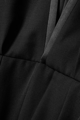 Saint Laurent Satin-trimmed Wool-crepe Jumpsuit - Black