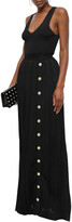 Thumbnail for your product : Balmain Button-embellished Waffle-knit Maxi Skirt
