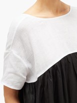 Thumbnail for your product : Gül Hürgel Tie-back Empire-waist Linen Maxi Dress - Black White