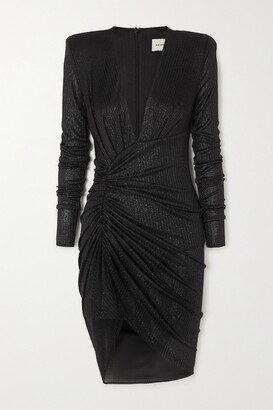Alexandre Vauthier Ruched Ribbed Lame Mini Dress