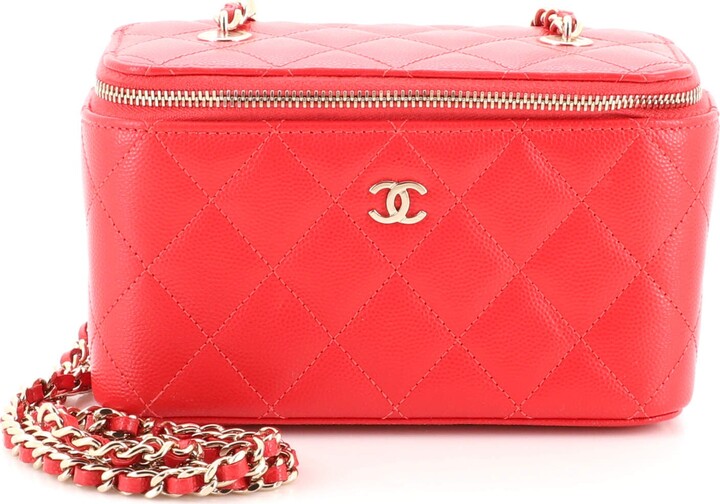 Chanel CC Zip Around Top Handle Vertical Vanity Case with Chain Quilted  Caviar For Sale at 1stDibs