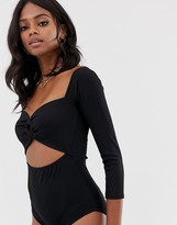Thumbnail for your product : Fashion Union off shoulder body with cut out detail