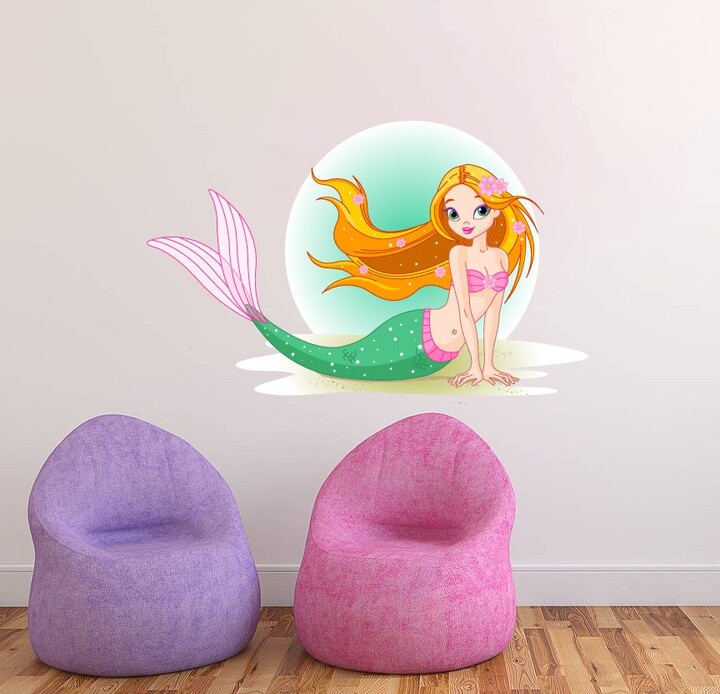 Etsy Watercolor Mermaid Wall Decal Nursery Room Decor | Inches Mc126