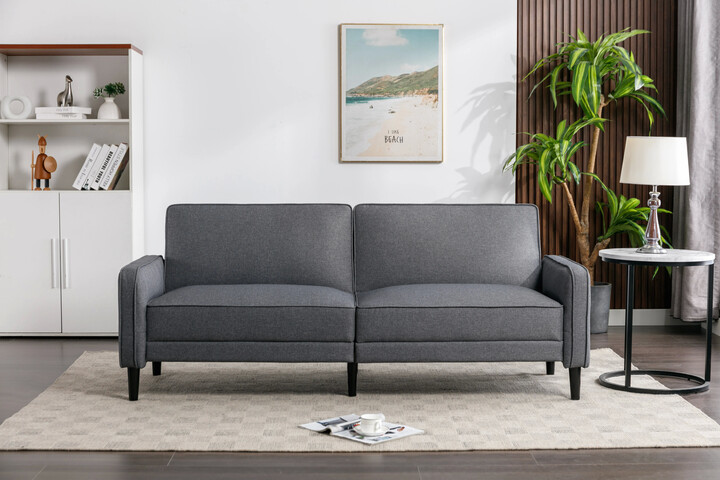 Mainstays Barlow Futon, Linen Fabric, Gray, 76.3"