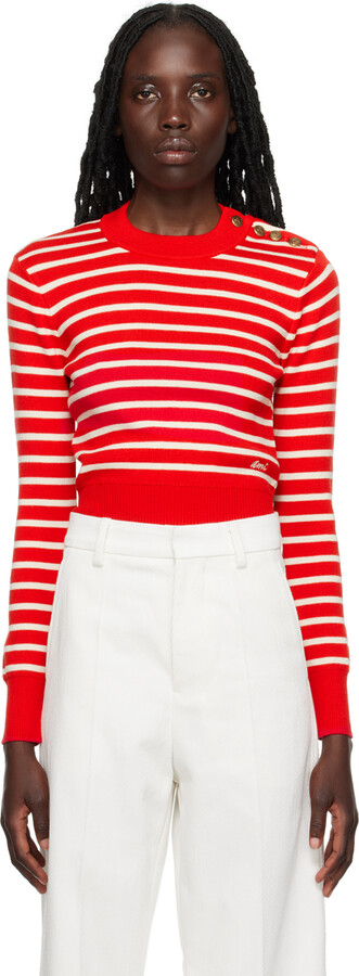 White Ami De Coeur Striped Sweater
