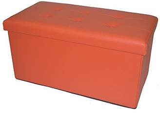 Fsobellaleo Faux Leather Folding Storage Ottoman Footrest Stool Shoe Bench Tea Table Orange 30'X15"'X15'