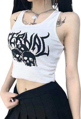Summer Sling Goth Y2K Women Crop Tops Ladies Vest Camisole Corset Fashion  Lace E-Girls Tank Top Tube Top Gothic Punk …