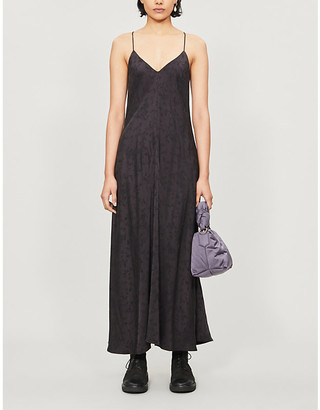 Song For The Mute Floral-embroidered crepe maxi dress