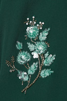 Thumbnail for your product : Erdem Velvet-trimmed Embellished Cutout Crepe Midi Dress - Emerald