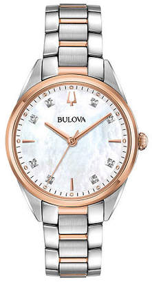 Bulova Sutton Womens Two Tone Stainless Steel Bracelet Watch-98p183 Family
