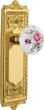 Nostalgic Warehouse Egg & Dart Plate with White Rose Porcelain Door Knob