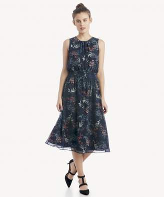 Sole Society S/L Smocked Waist Garden Floral Dress