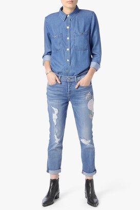 7 For All Mankind Josefina In Embroidered Botanical Denim