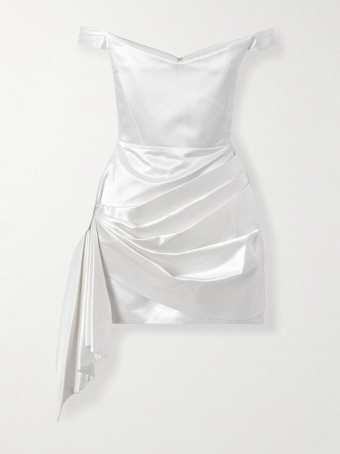 Alex Perry Draped Cotton And Silk-blend Mini Dress - White