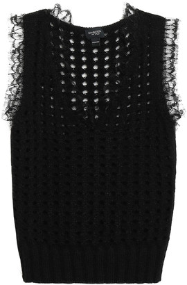 Giambattista Valli Lace-trimmed Open-knit Wool-blend Vest