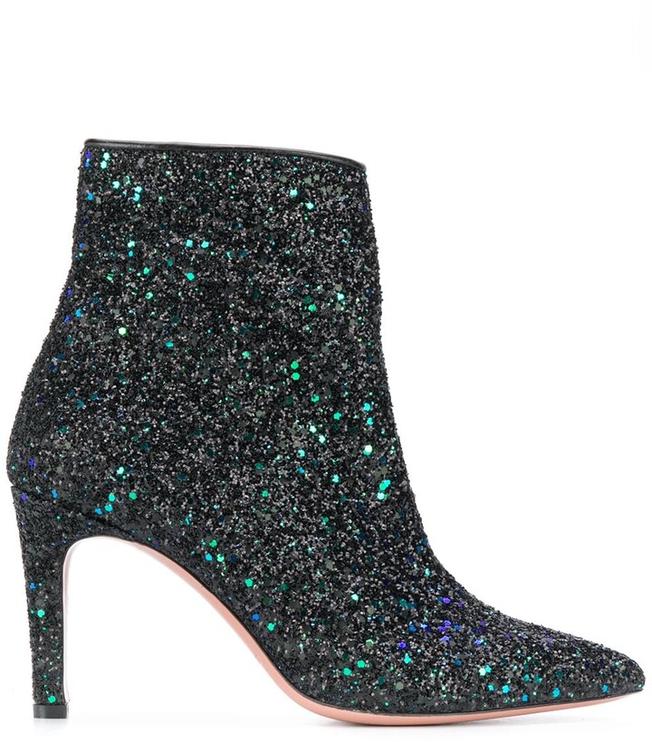 high heel glitter boots