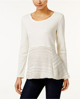 Thumbnail for your product : Style&Co. Style & Co Petite Waffle-Knit Mixed-Media Top, Only at Macy's