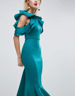 ASOS Design Premium Scuba Extreme Pephem Midi Dress