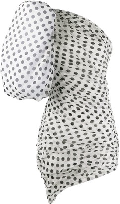 Giuseppe di Morabito Puffed Sleeve Polka Dot Print Silk Dress