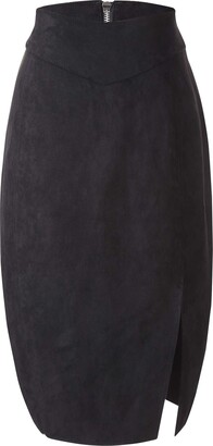 Bellivera Women's Faux Suede Leather Pencil Skirt Hip Wrapped Back Split for Spring Summer and Fall 