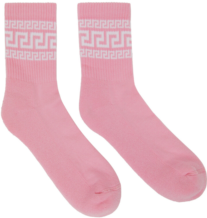 SSENSE Women Clothing Underwear Socks Pink Greca Athletic Socks 