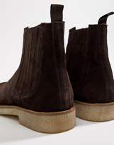 Thumbnail for your product : ASOS Design DESIGN chelsea boots in brown suede with faux crepe sole