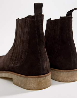 ASOS Design DESIGN chelsea boots in brown suede with faux crepe sole