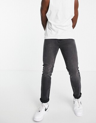 Topman tall straight leg jeans in washed black
