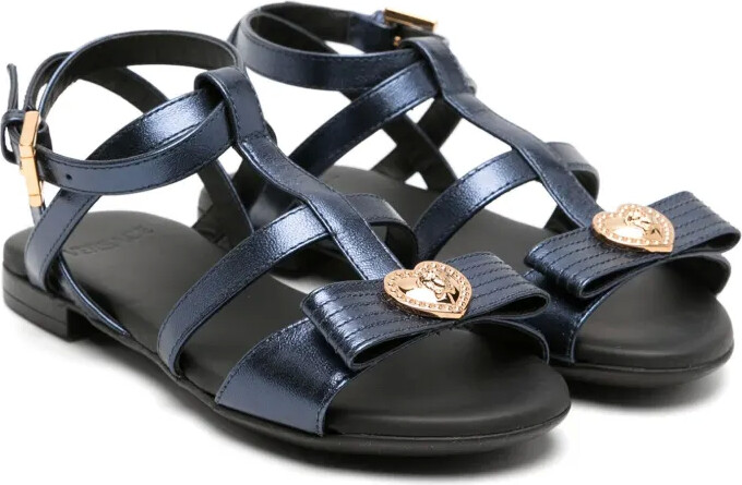 Bow Metallic Leather Sandals