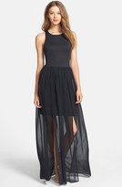 Thumbnail for your product : Nordstrom FELICITY & COCO Chiffon Overlay Sleeveless Jersey Dress Exclusive)