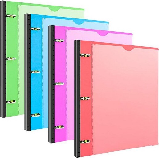Itopfox1InchTelescoping3RingBinder-4PCS,FlexibleRoundBinderwithCustomizableFrontCoverandClearCatalogPocket,1InchRings