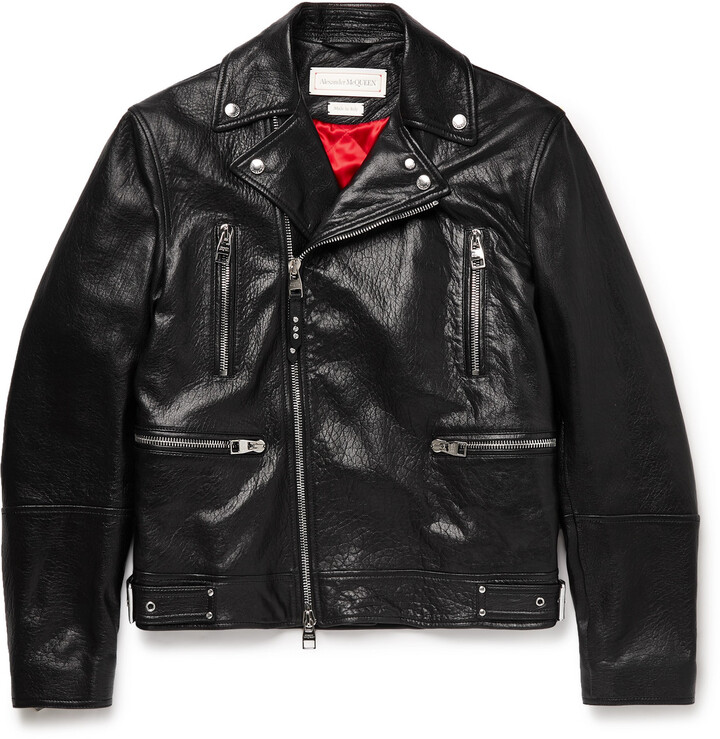 Alexander McQueen FullGrain Leather Biker Jacket ShopStyle