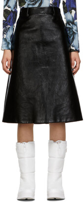 Prada Black Leather A Line Skirt
