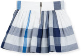 Thumbnail for your product : Burberry Hayley Smocked Check Mini Skirt, Blue, Size 4-14