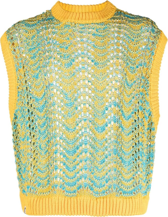 ETRO: knitted vest with jacquard geometric pattern - Orange