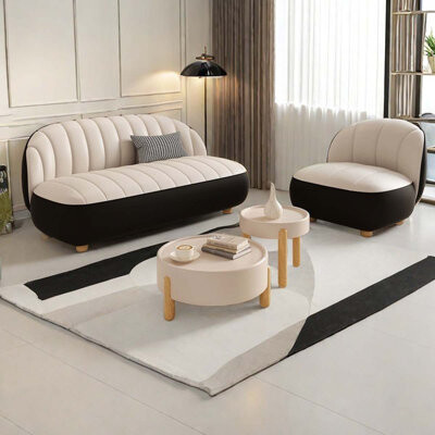 Brayden Studio Cream style small apartment sofa Living room Bedro