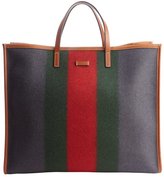 Thumbnail for your product : Gucci grey felt web stripe tote bag