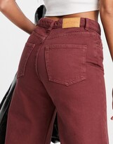 Thumbnail for your product : Monki Yoko cotton wide leg jeans in berry - RED
