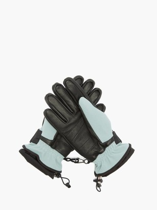 MONCLER GRENOBLE Logo Patch Twill And Leather Ski Gloves - Light Blue
