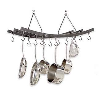 Enclume Handcrafted Reversible Arch Hanging Pot Rack w 12 Hooks Hammered Steel